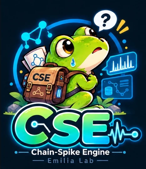CSE のマスコット：リュックを背負ったカエル