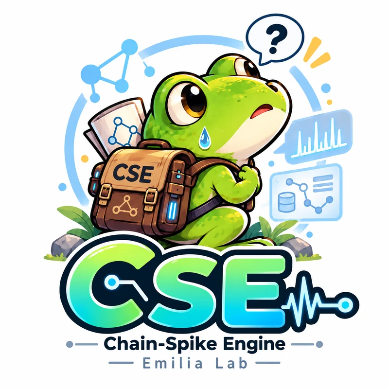 CSE のマスコット：リュックを背負ったカエル